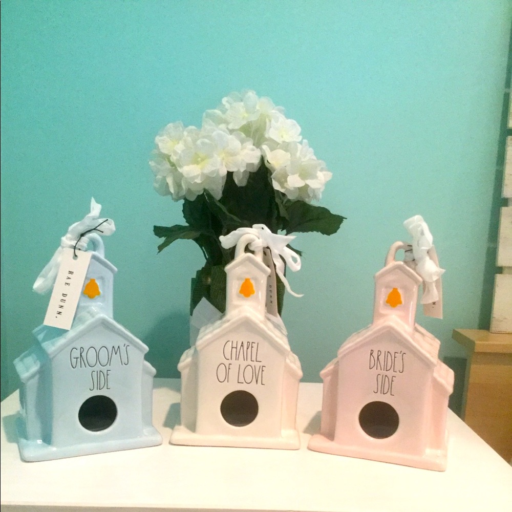 Rae Dunn Bridal birdhouses- set of 3